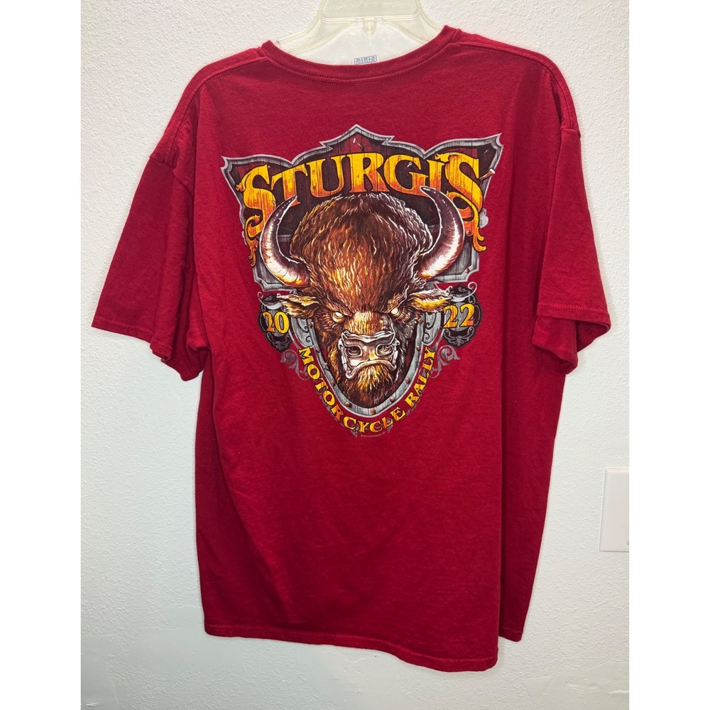 Sturgis Motorcycle Rally 2022 T-Shirt Mens XL Red  Buffalo‎ Graphic Bikercore
